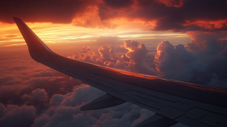 Wing of plane from plane window
