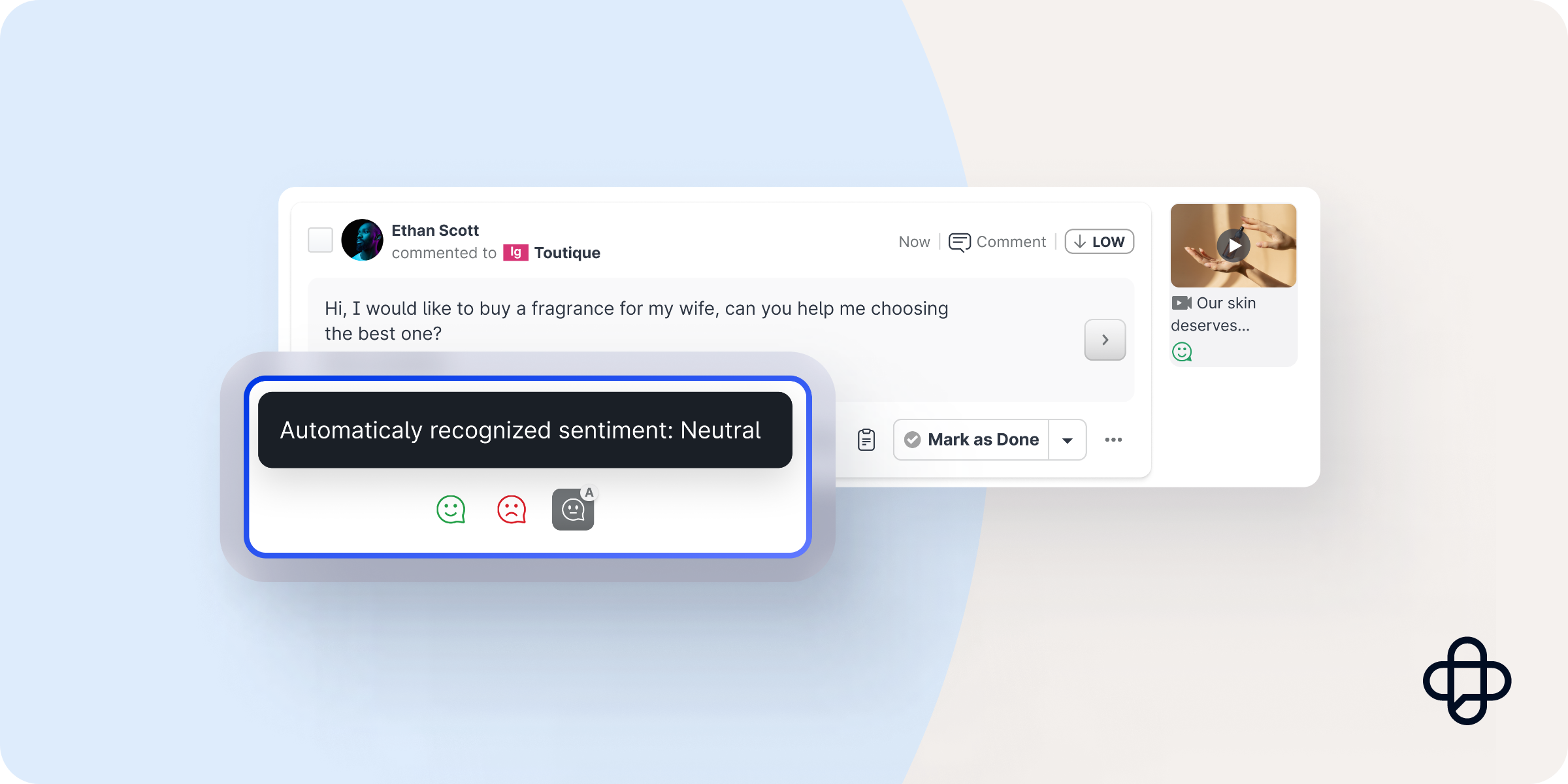 Emplifi sentiment analysis showing customer reactions on social media
