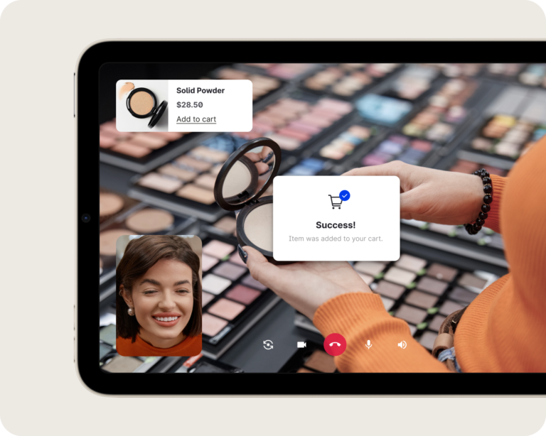 A visual of eCommerce features within live video shopping